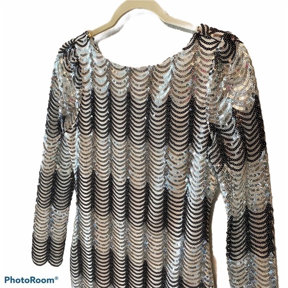 CHARLOTTE RUSSE Flat Sequin Striped Dress, sz Med - Picture 7 of 12